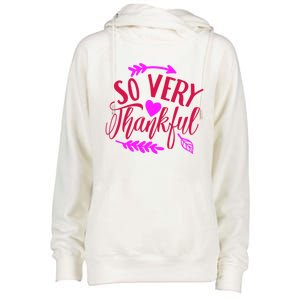 So Very Thankful Gift Womens Funnel Neck Pullover Hood