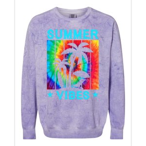 Summer Vibes Tie Dye Summer Beach Matching Family Vacation Gift Colorblast Crewneck Sweatshirt