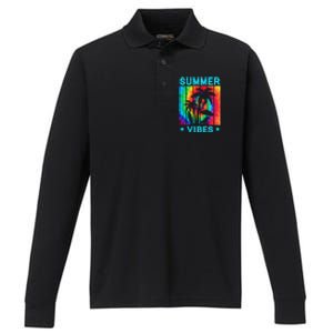 Summer Vibes Tie Dye Summer Beach Matching Family Vacation Gift Performance Long Sleeve Polo