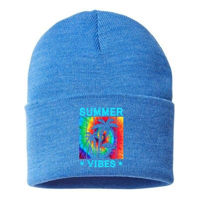 Summer Vibes Tie Dye Summer Beach Matching Family Vacation Gift Sustainable Knit Beanie