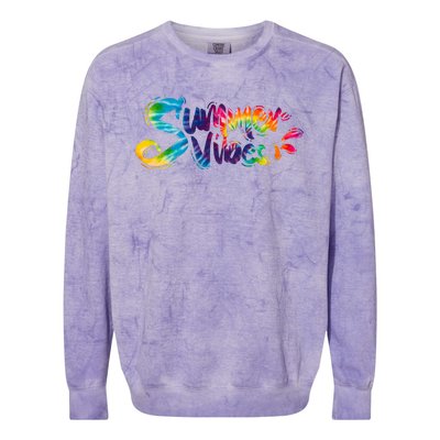 Summer Vibes Tie Dye Rainbow Colorblast Crewneck Sweatshirt