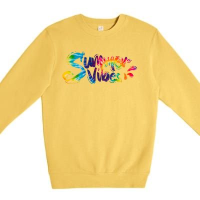 Summer Vibes Tie Dye Rainbow Premium Crewneck Sweatshirt