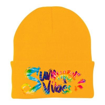 Summer Vibes Tie Dye Rainbow Knit Cap Winter Beanie