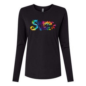 Summer Vibes Tie Dye Rainbow Womens Cotton Relaxed Long Sleeve T-Shirt