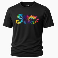 Summer Vibes Tie Dye Rainbow Cooling Performance Crew T-Shirt