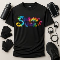 Summer Vibes Tie Dye Rainbow Cooling Performance Crew T-Shirt
