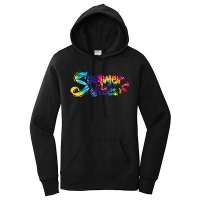 Summer Vibes Tie Dye Rainbow Women's Pullover Hoodie