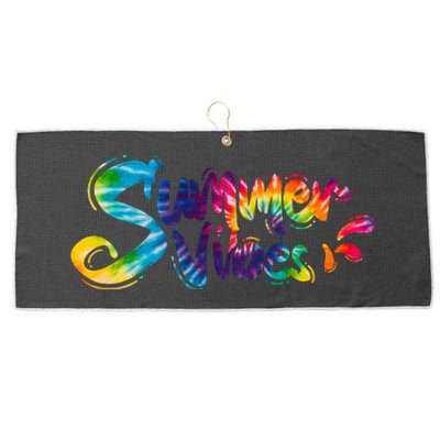 Summer Vibes Tie Dye Rainbow Large Microfiber Waffle Golf Towel