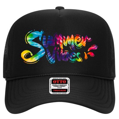 Summer Vibes Tie Dye Rainbow Trucker Hat
