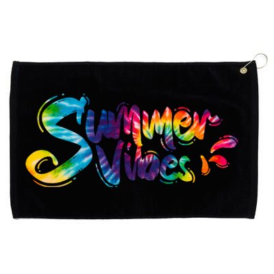 Summer Vibes Tie Dye Rainbow Grommeted Golf Towel