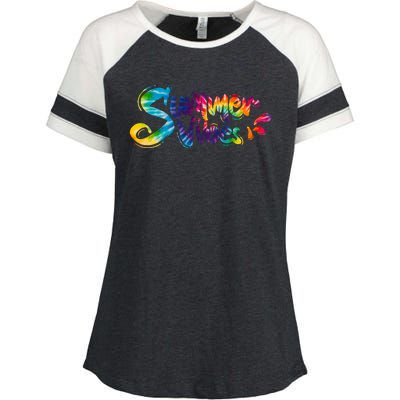 Summer Vibes Tie Dye Rainbow Enza Ladies Jersey Colorblock Tee