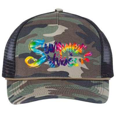 Summer Vibes Tie Dye Rainbow Retro Rope Trucker Hat Cap