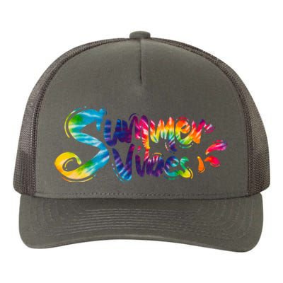 Summer Vibes Tie Dye Rainbow Yupoong Adult 5-Panel Trucker Hat