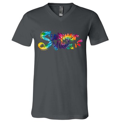 Summer Vibes Tie Dye Rainbow V-Neck T-Shirt