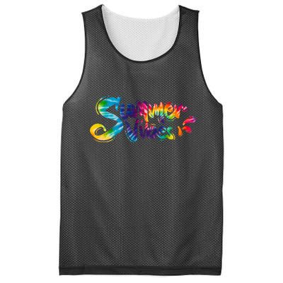 Summer Vibes Tie Dye Rainbow Mesh Reversible Basketball Jersey Tank