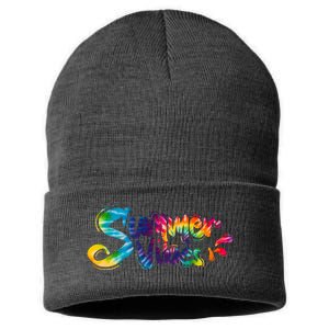 Summer Vibes Tie Dye Rainbow Sustainable Knit Beanie