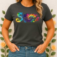 Summer Vibes Tie Dye Rainbow Womens T-Shirt
