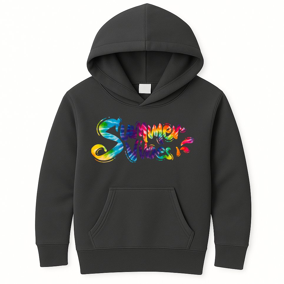 Summer Vibes Tie Dye Rainbow Kids Hoodie