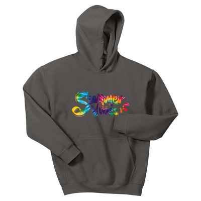 Summer Vibes Tie Dye Rainbow Kids Hoodie