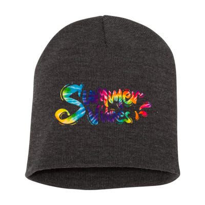 Summer Vibes Tie Dye Rainbow Short Acrylic Beanie