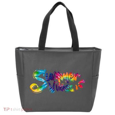Summer Vibes Tie Dye Rainbow Zip Tote Bag