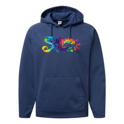 Summer Vibes Tie Dye Rainbow Performance Fleece Hoodie