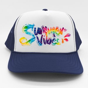 Summer Vibes Tie Dye Rainbow Trucker Hat