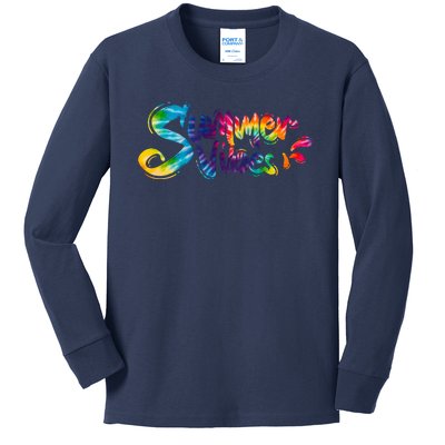 Summer Vibes Tie Dye Rainbow Kids Long Sleeve Shirt