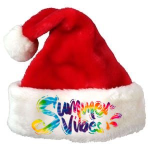 Summer Vibes Tie Dye Rainbow Premium Christmas Santa Hat