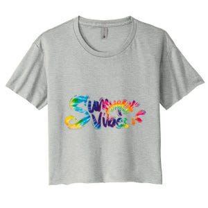 Summer Vibes Tie Dye Rainbow Women's Crop Top Tee