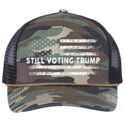 Still Voting Trump 2024 Patriotic American Flag Retro Rope Trucker Hat Cap