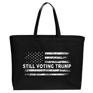 Still Voting Trump 2024 Patriotic American Flag Cotton Canvas Jumbo Tote