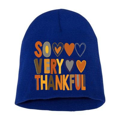 So Very Thankful Fall Vibes Autumn Heart Thanksgiving Outfit Gift Short Acrylic Beanie