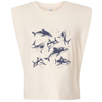 Sharks Vintage Tattoo Style Garment-Dyed Women's Muscle Tee