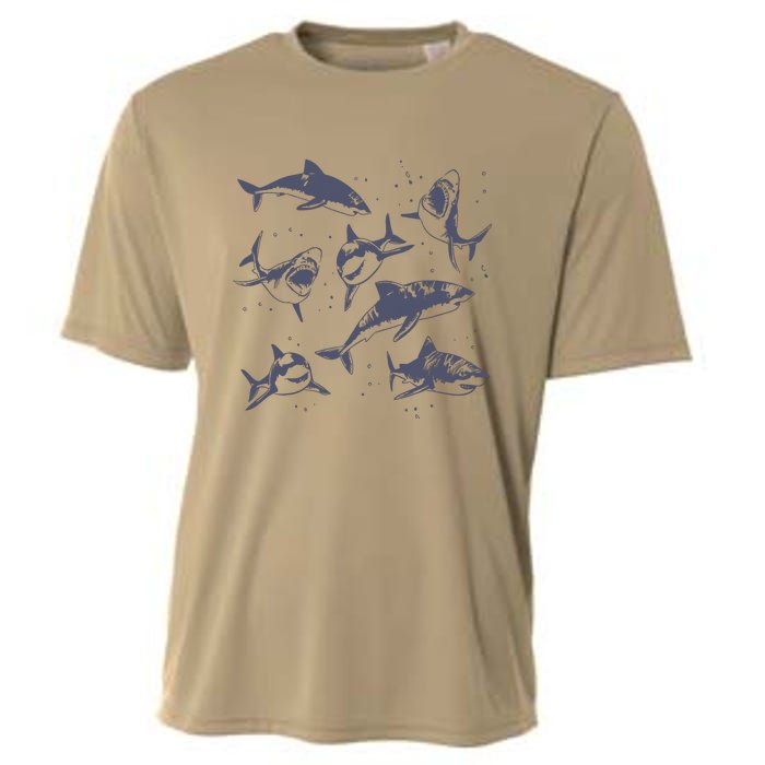 Sharks Vintage Tattoo Style Cooling Performance Crew T-Shirt