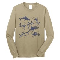 Sharks Vintage Tattoo Style Long Sleeve Shirt