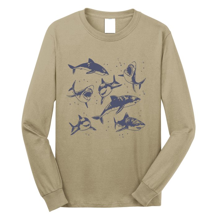 Sharks Vintage Tattoo Style Long Sleeve Shirt