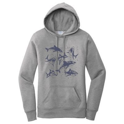 Sharks Vintage Tattoo Style Women's Pullover Hoodie