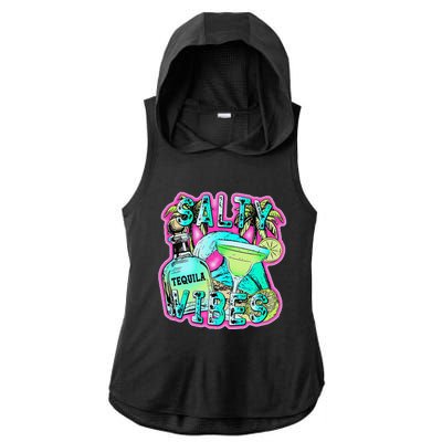 Salty Vibes Tequila Margarita Summer Drinking Beach Party Ladies PosiCharge Tri-Blend Wicking Draft Hoodie Tank