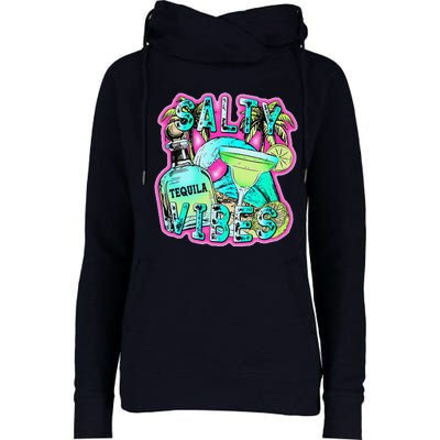 Salty Vibes Tequila Margarita Summer Drinking Beach Party Womens Funnel Neck Pullover Hood