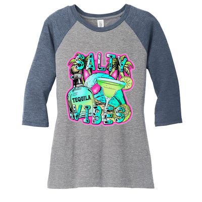 Salty Vibes Tequila Margarita Summer Drinking Beach Party Women's Tri-Blend 3/4-Sleeve Raglan Shirt