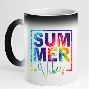 Summer Vibes Tie Dye Vacation Gift 11oz Black Color Changing Mug