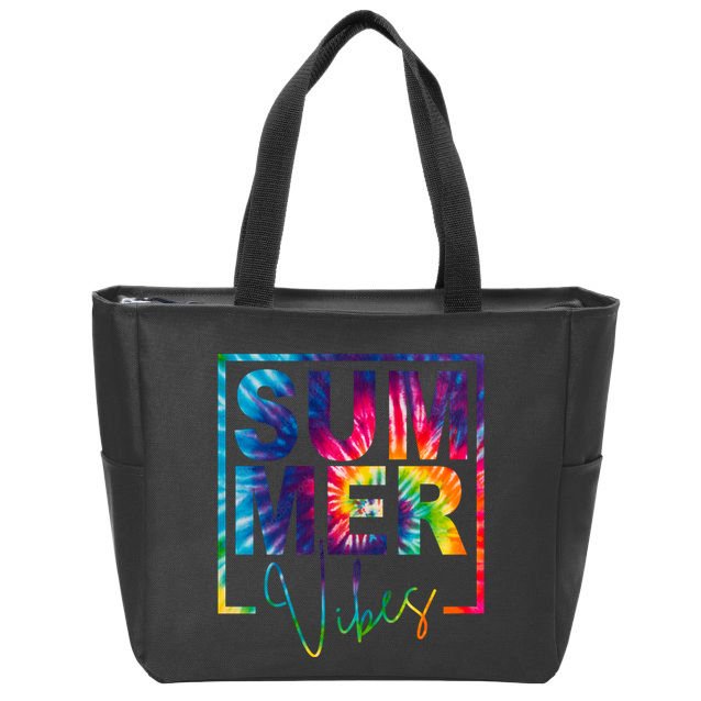 Summer Vibes Tie Dye Vacation Gift Zip Tote Bag