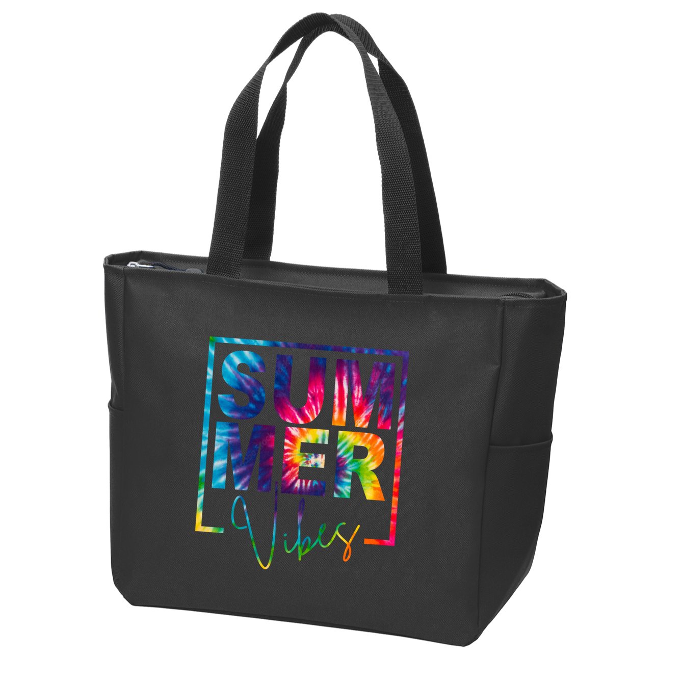 Summer Vibes Tie Dye Vacation Gift Zip Tote Bag