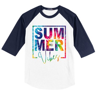 Summer Vibes Tie Dye Vacation Gift Baseball Sleeve Shirt