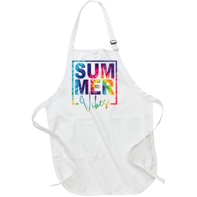 Summer Vibes Tie Dye Vacation Gift Full-Length Apron With Pockets