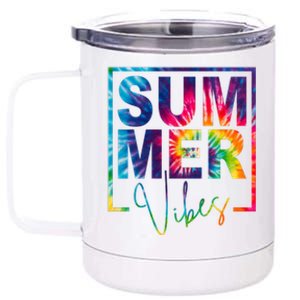 Summer Vibes Tie Dye Vacation Gift 12 oz Stainless Steel Tumbler Cup