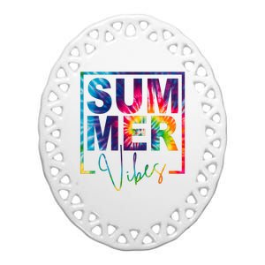 Summer Vibes Tie Dye Vacation Gift Ceramic Oval Ornament