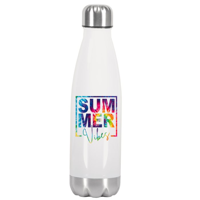 Summer Vibes Tie Dye Vacation Gift Stainless Steel Insulated Water Bottle