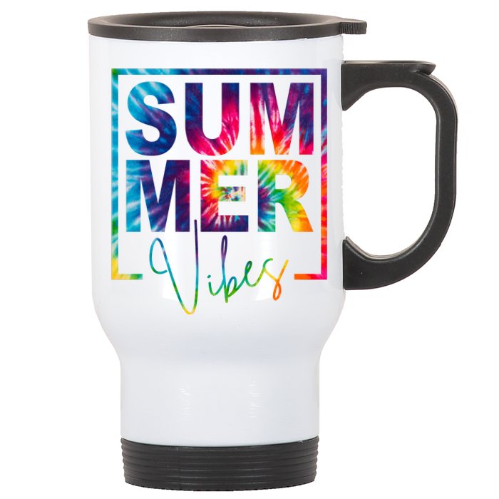 Summer Vibes Tie Dye Vacation Gift Stainless Steel Travel Mug